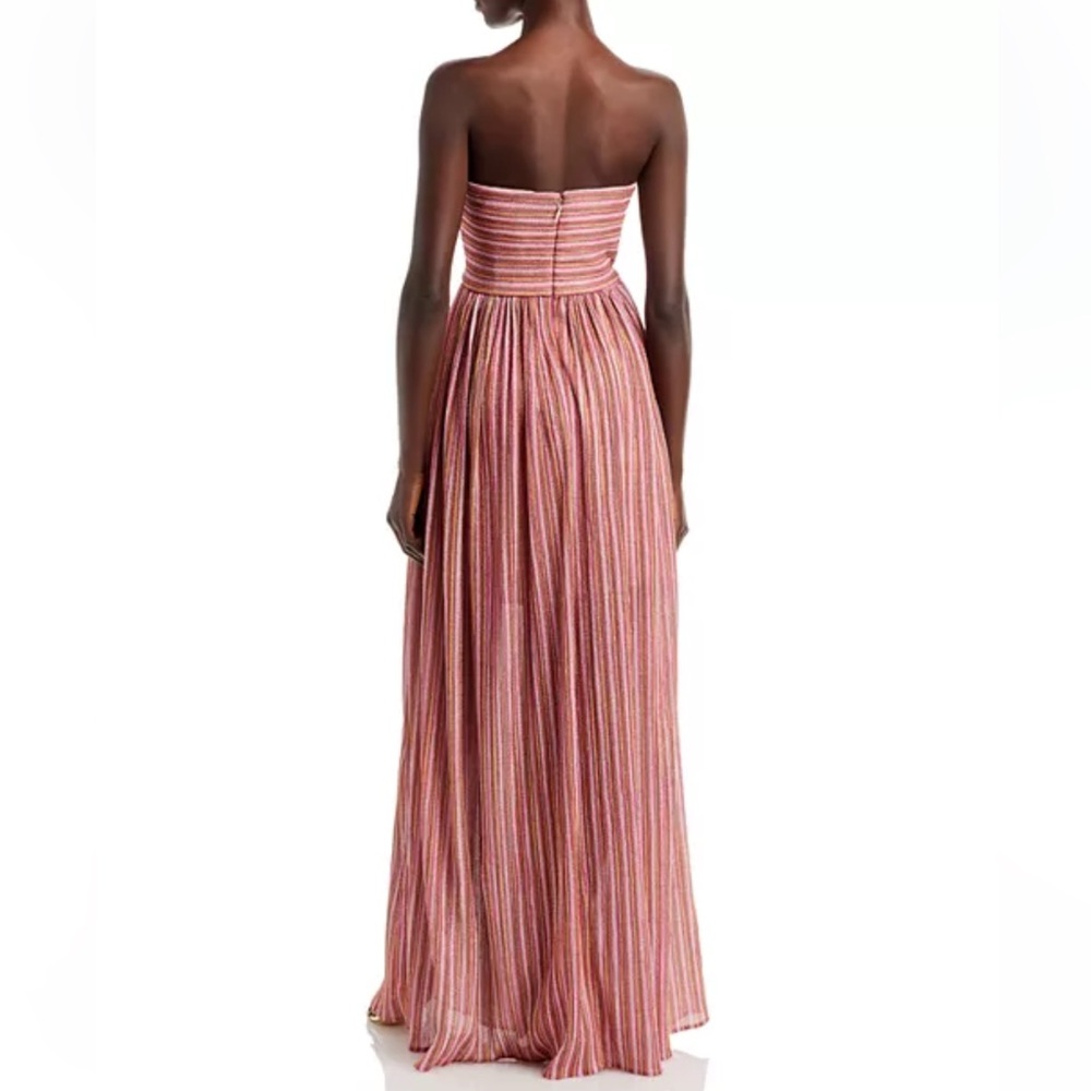 AQUA Metallic Stripe Cutout Gown Rainbow Long Formal Dress Homecoming Prom EUC L - Picture 3 of 9